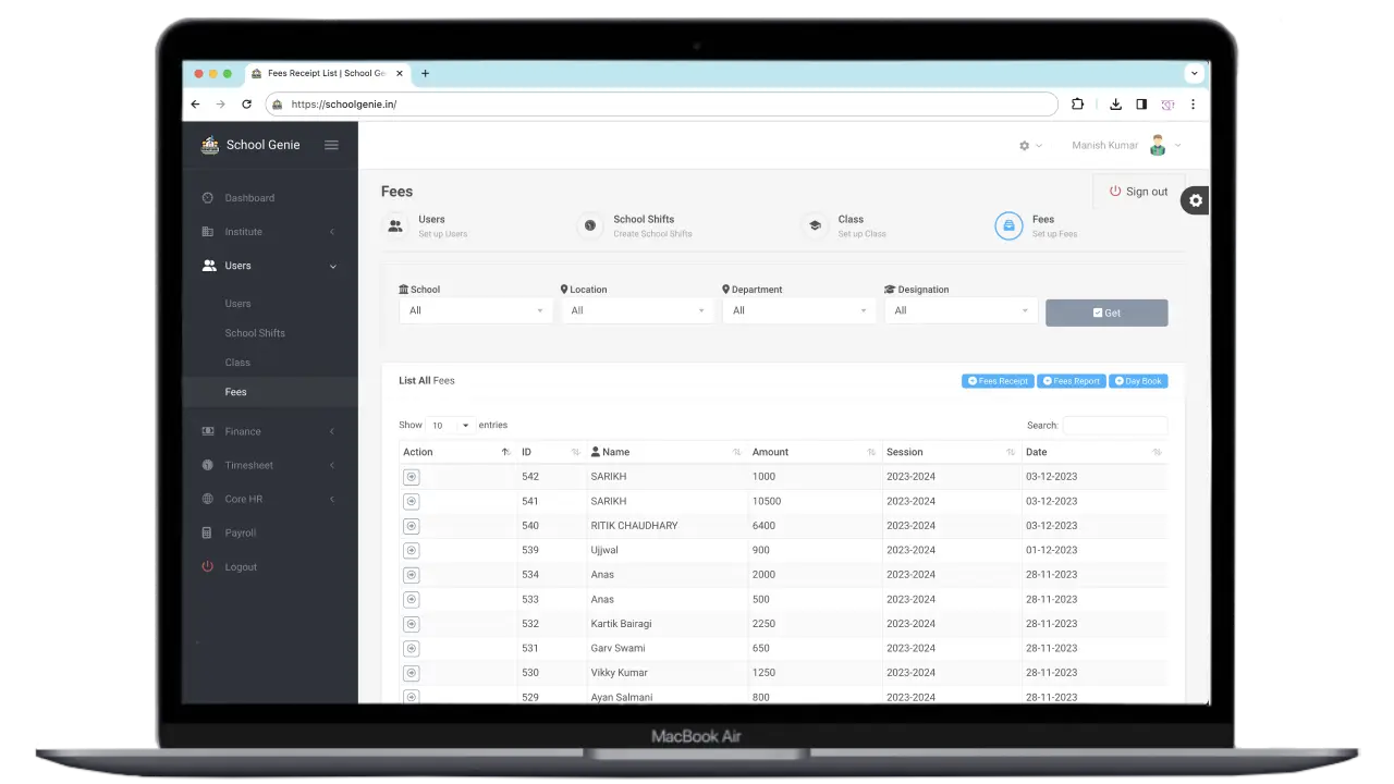 Deposite Fees List